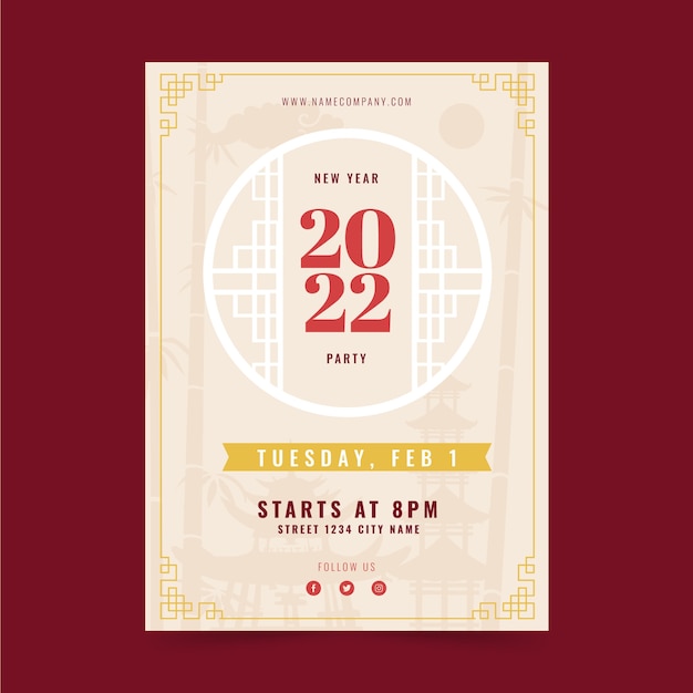 Flat chinese new year poster template