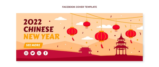 Modello di copertina per social media piatto cinese di capodanno
