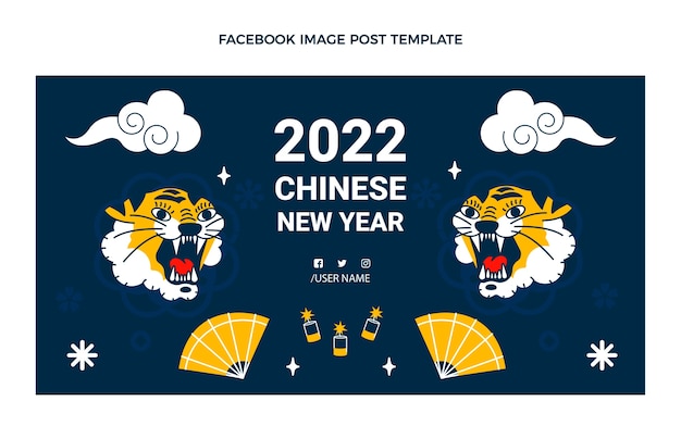 Free vector flat chinese new year social media post template