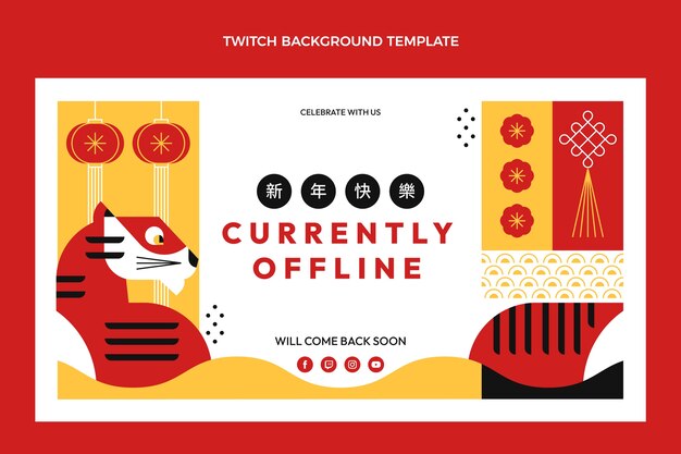 Flat chinese new year twitch background