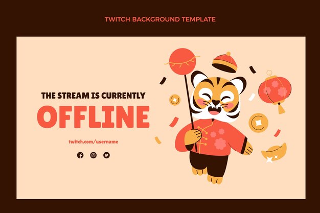 Free vector flat chinese new year twitch background