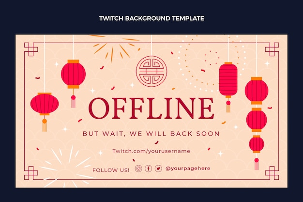 Free vector flat chinese new year twitch background