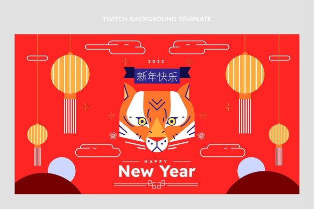 Flat chinese new year twitch background