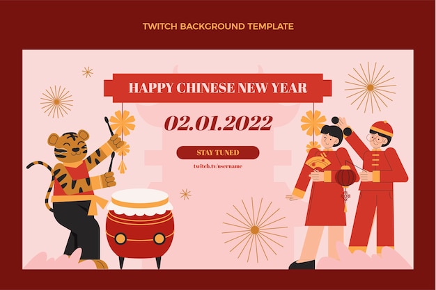 Flat chinese new year twitch background