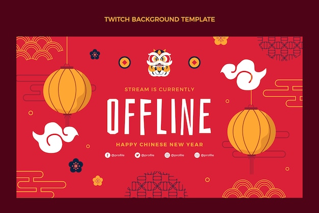 Free vector flat chinese new year twitch background