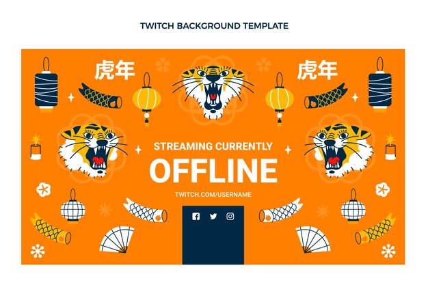 Flat chinese new year twitch background