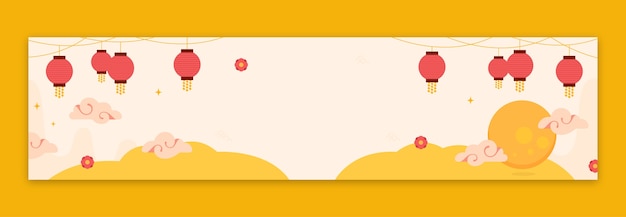 Flat Chinese New Year Twitch Banner Template – Free Download