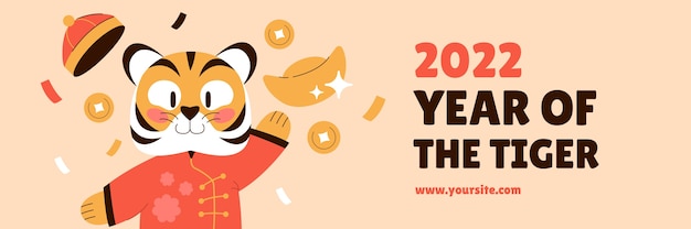 Free vector flat chinese new year twitter header