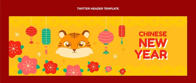 Free vector flat chinese new year twitter header