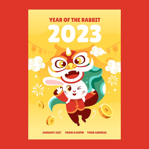 Free vector flat chinese new year vertical flyer template