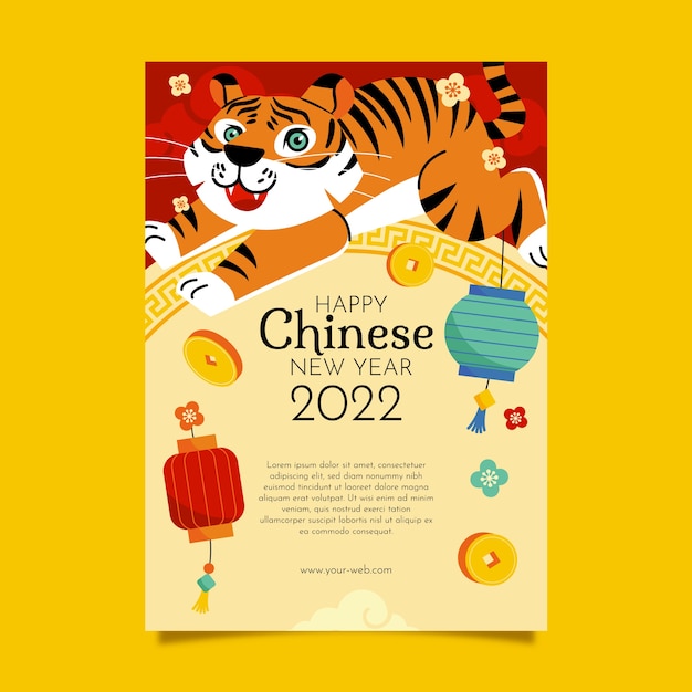 Free vector flat chinese new year vertical poster template