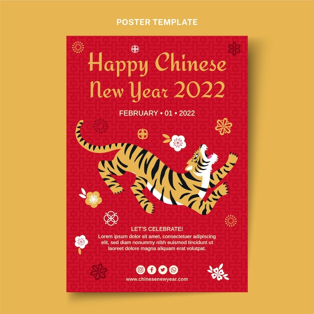 Free vector flat chinese new year vertical poster template