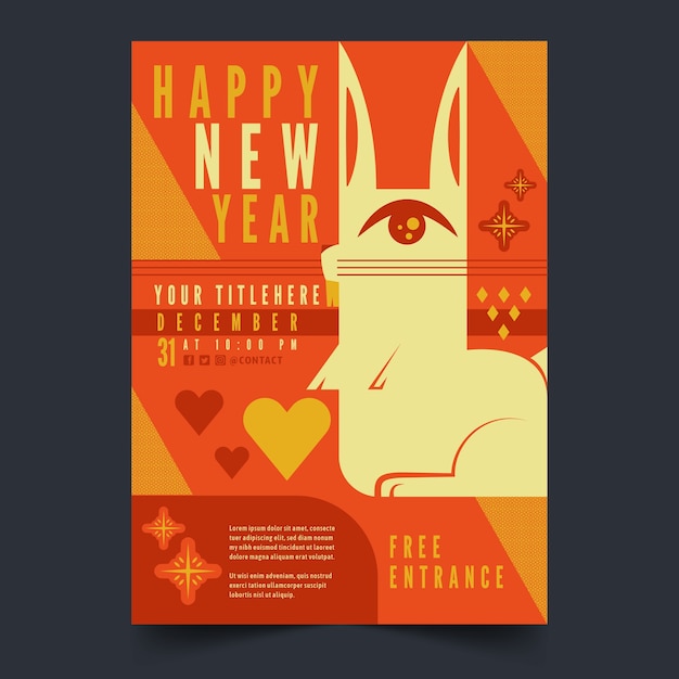 Flat chinese new year vertical poster template