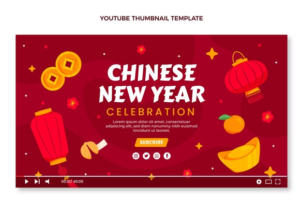 Flat chinese new year youtube thumbnail