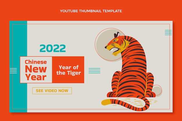 Free vector flat chinese new year youtube thumbnail