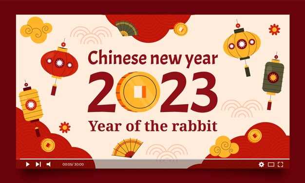 Flat chinese new year youtube thumbnail