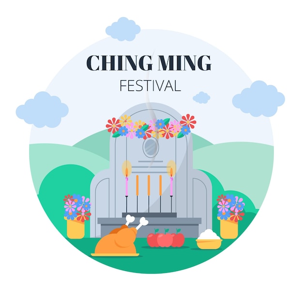 Free vector flat ching ming festival illustration