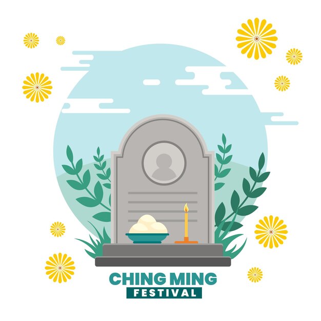 Flat ching ming festival illustration