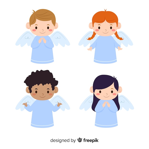 Free vector flat christmas angels collection