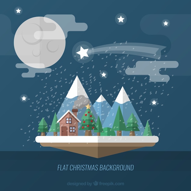 Flat christmas background landscape