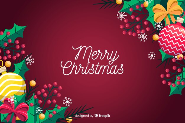 Flat christmas background with greeting