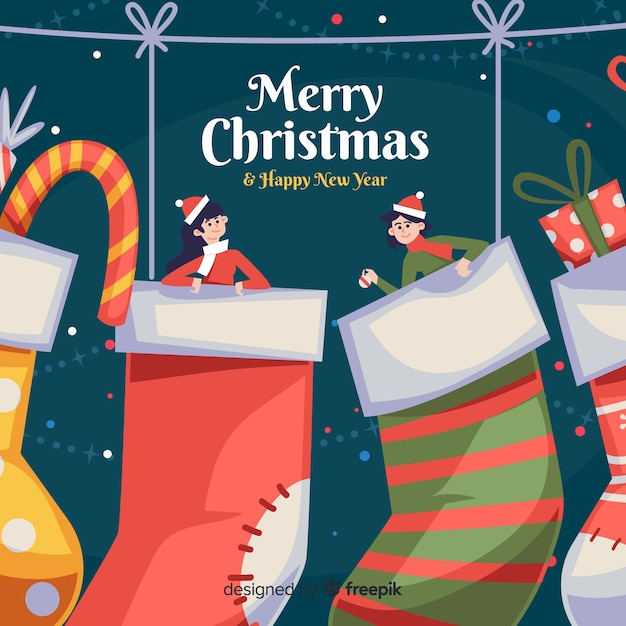 Free vector flat christmas background with socks