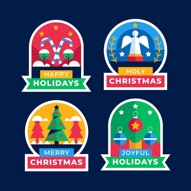 Flat christmas badges collection