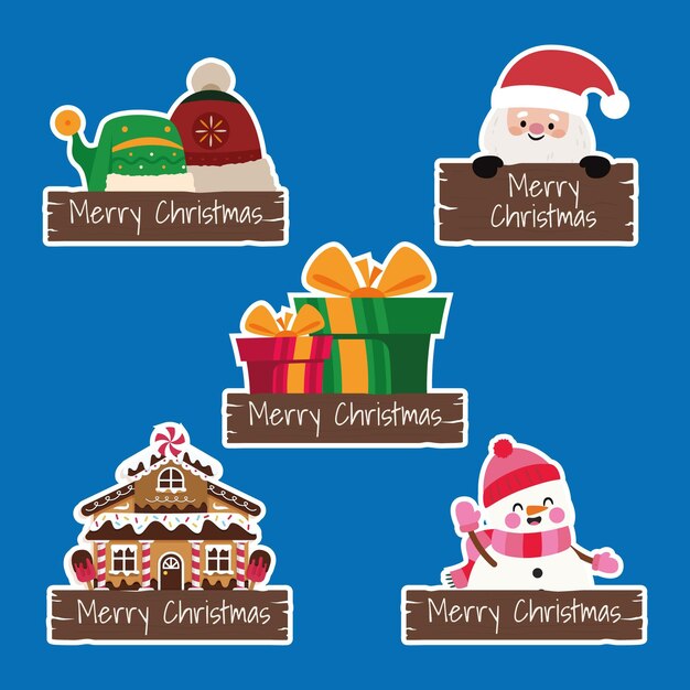 flat christmas badges collection