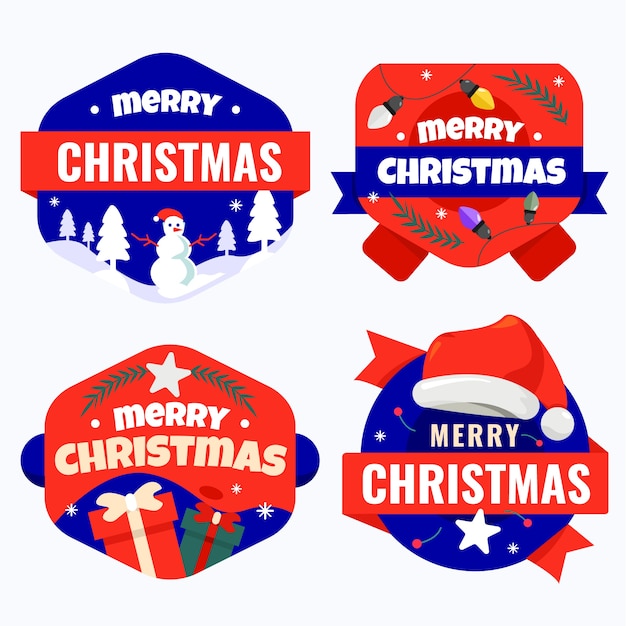 Flat christmas badges collection