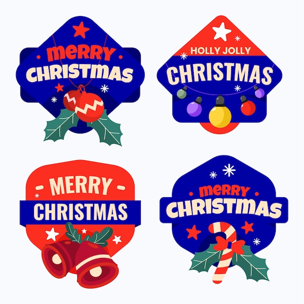 Free vector flat christmas badges collection