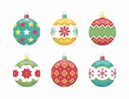 Free vector flat christmas ball ornaments collection