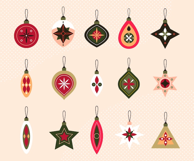 Flat christmas ball ornaments collection