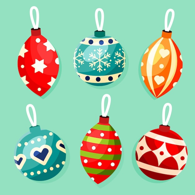 Flat christmas ball ornaments collection