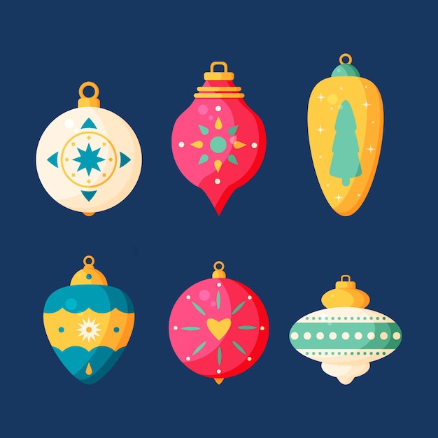 Free vector flat christmas ball ornaments collection