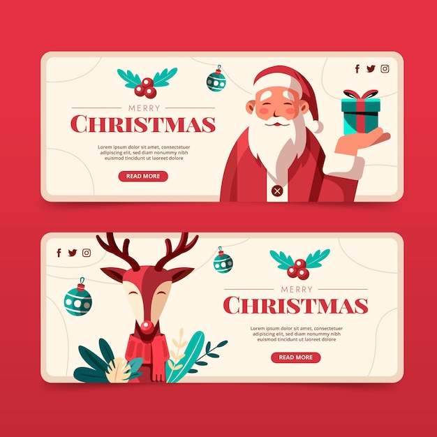 Free vector flat christmas banners set