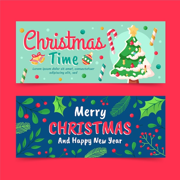 Flat christmas banners set