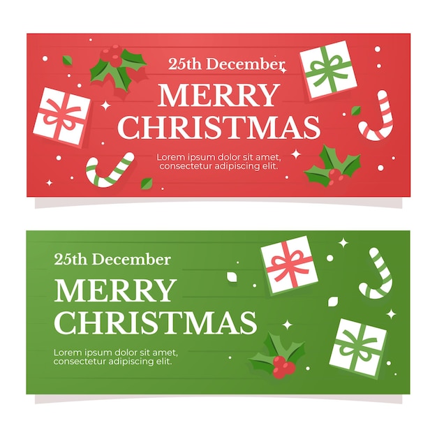 Flat christmas banners template