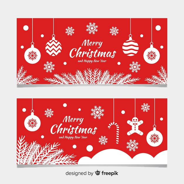 Плоские рождественские баннеры с плоским дизайном