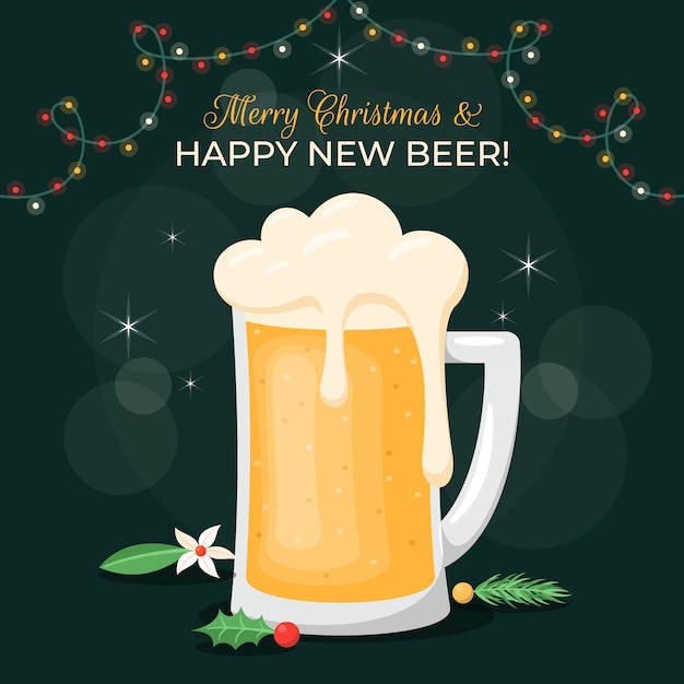 Free vector flat christmas beer illustration