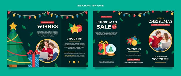 Free vector flat christmas brochure template