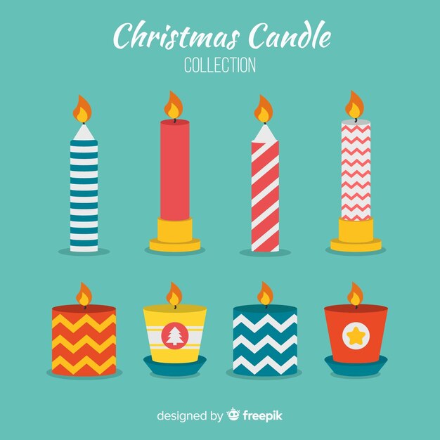 Flat christmas candle collection