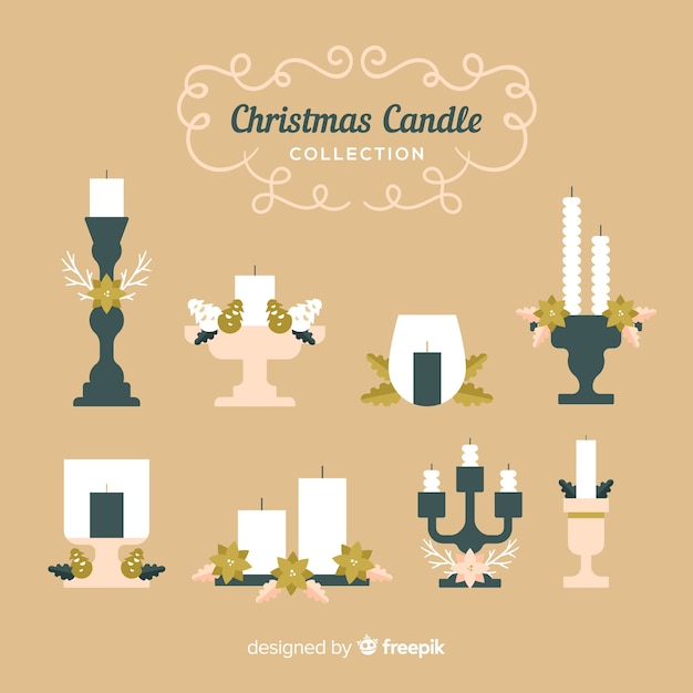 Flat christmas candle collection