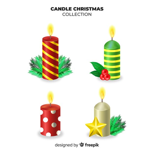 Flat christmas candle collection