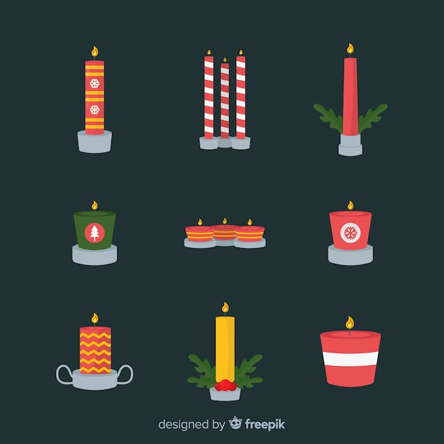 Flat christmas candle pack