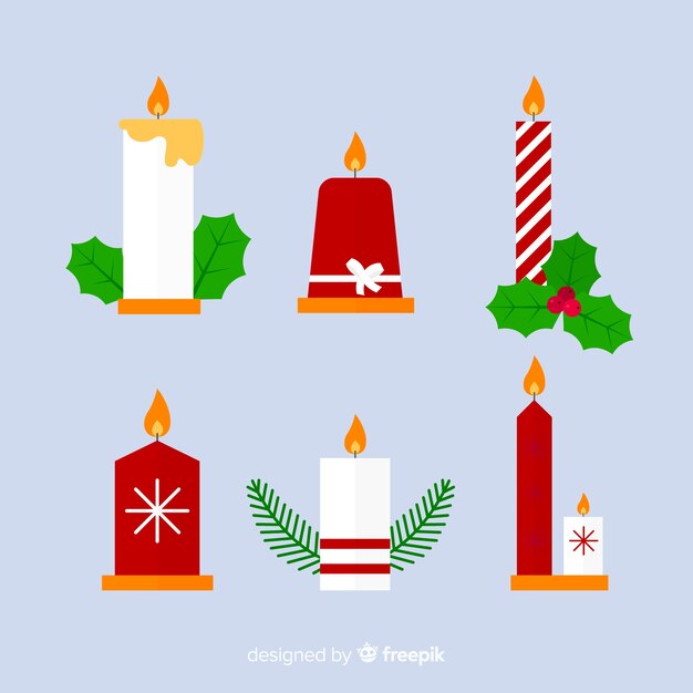 Flat christmas candles collection