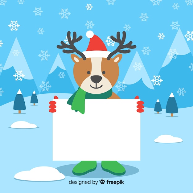 Free vector flat christmas character holding white empty card