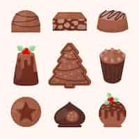 Free vector flat christmas chocolates collection