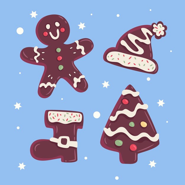 Free vector flat christmas chocolates collection