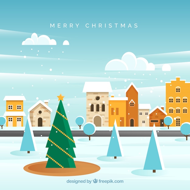 Free vector flat christmas city background