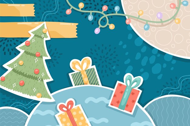 Flat christmas collage template